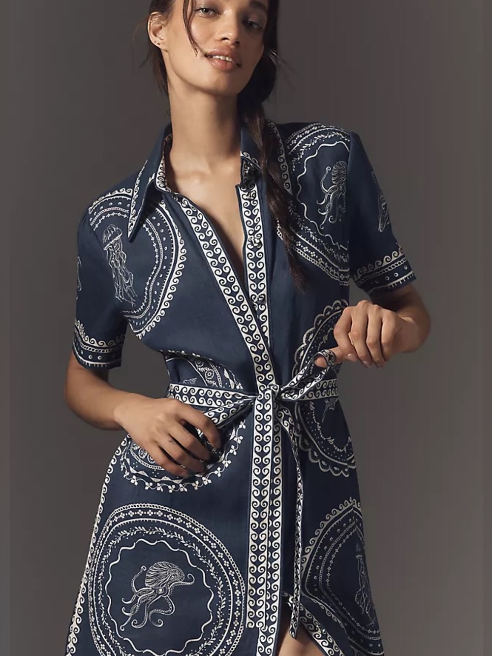 Alemais Oceane Nautical Navy and White Printed Tie-Waist Jumpsuit Romper